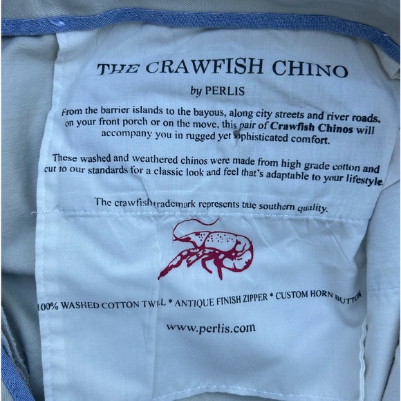 The Crawfish Chino by Perlis Mens Khaki Cotton Twill Flat Front Pants 38 x 32 C1 - Picture 3 of 7